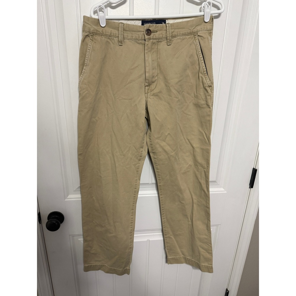 American Eagle Chino Pants Mens 31x32 Straight Leg Khaki Cotton Twill EUC